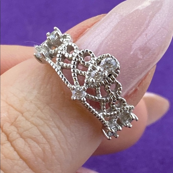 💛 Classic 925 Silver CZ Tiara Ring - Picture 5 of 6